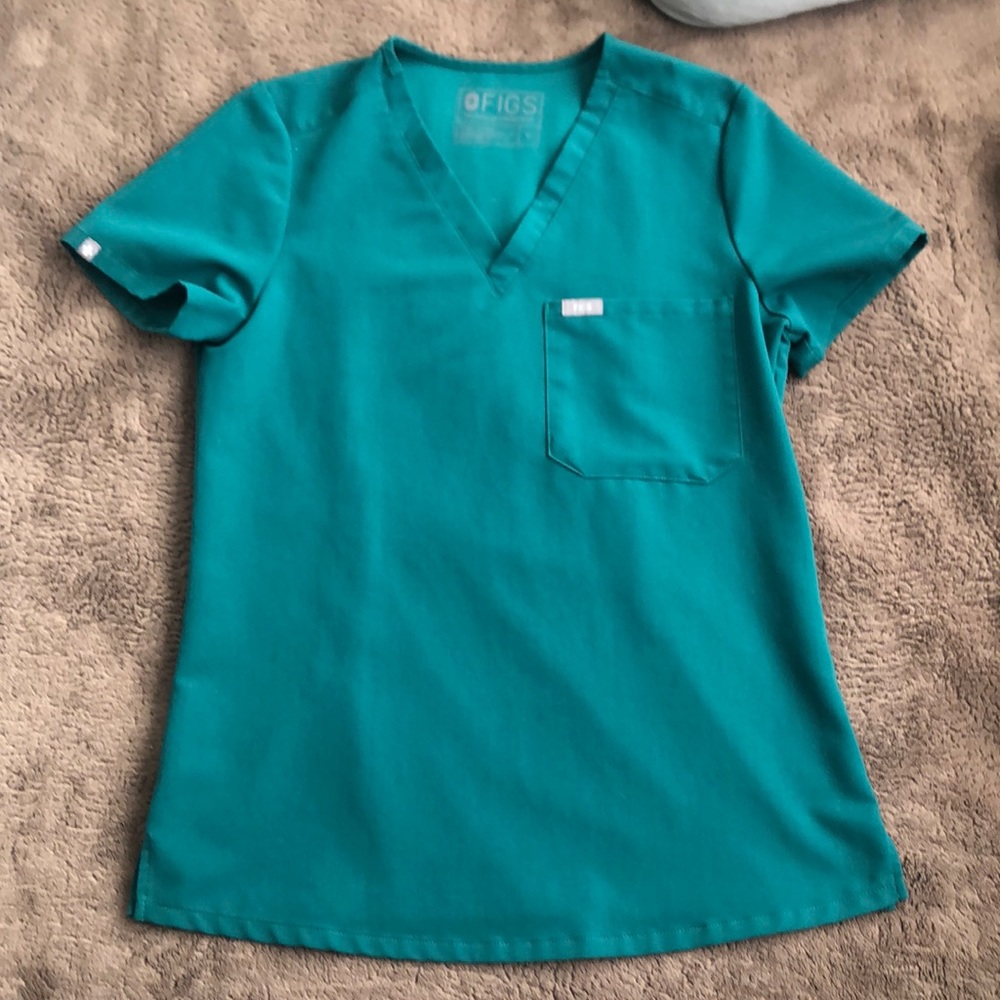 Figs - Hunter Green Catarina Top XS